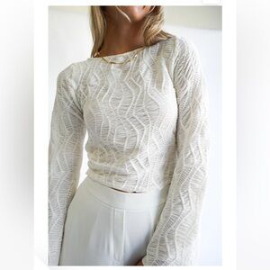 Yellow The Label Tia Textured Long Sleeve Top